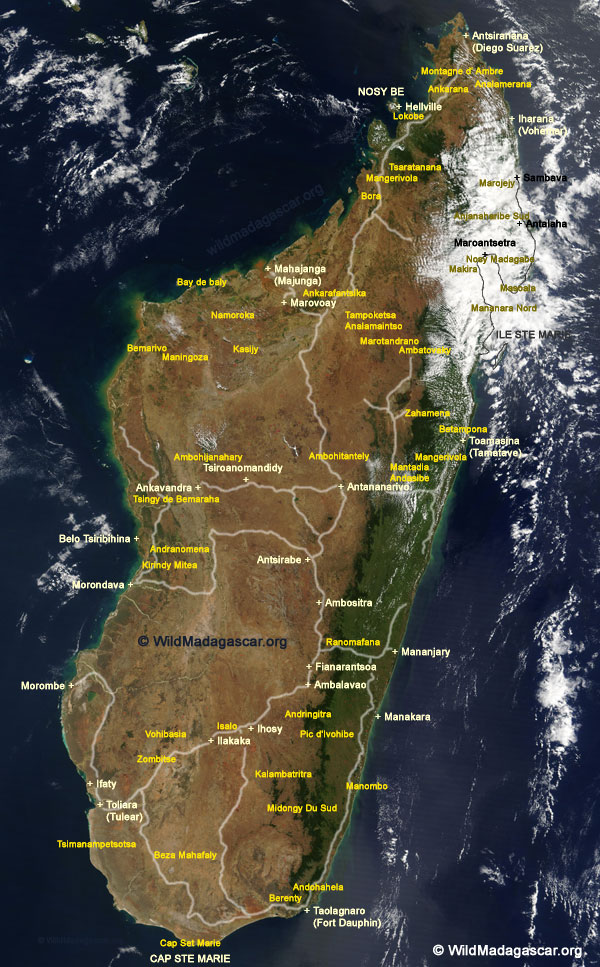 maps of madagascar. Madagascar satellite map with