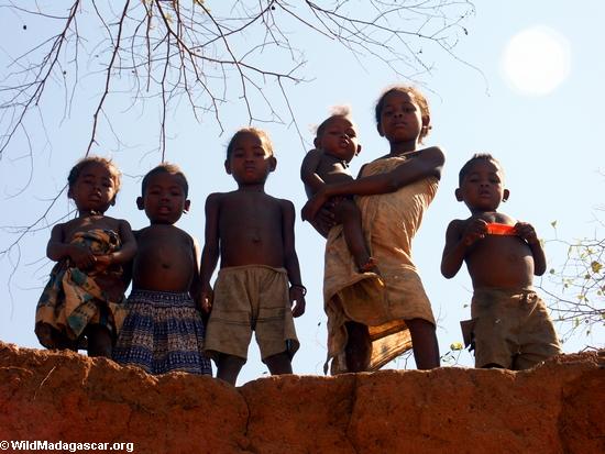 Children in Tsianaloka village on banks Manambolo (Manambolo)