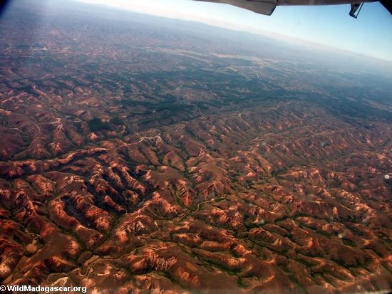 Aerial view of deforestation in Madagascar(Airplane flight from Anatananarivo to Maroantsetra)