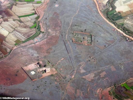 Aerial view of tomb in Madagascar(Airplane flight from Anatananarivo to Maroantsetra)