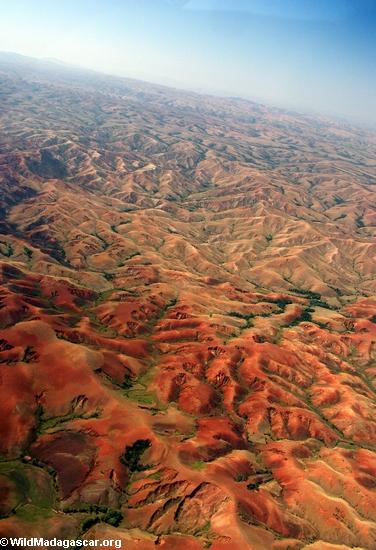 Aerial view of erosion in western Madagascar(Flight from Tana West)