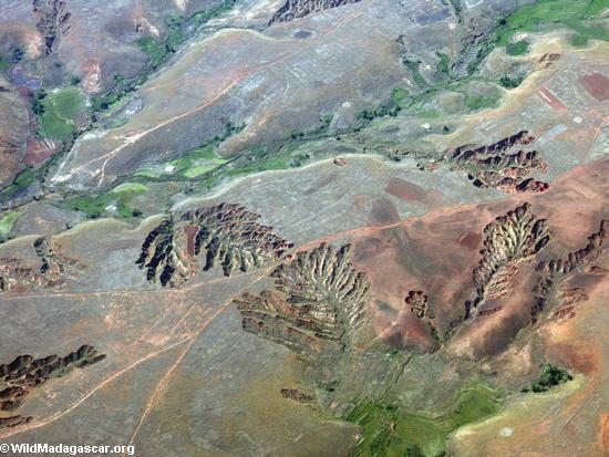Airplane view of erosion in western Madagascar (Flight from Tana West)