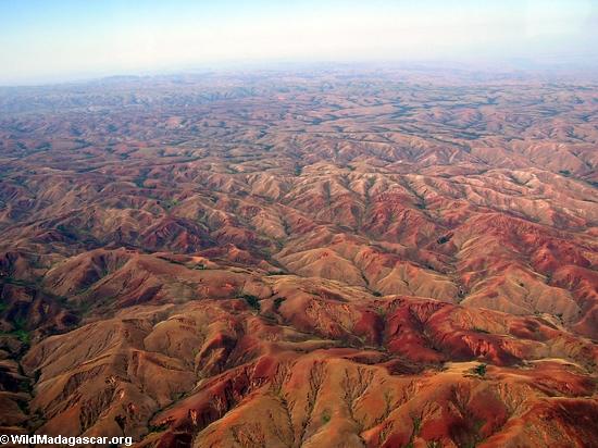 Plane view of erosion in western Madagascar(Flight from Tana West)