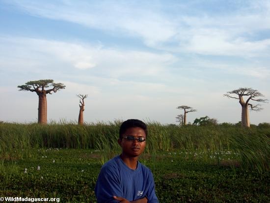 Benja with baobabs (Morondava) [baobabs0114]