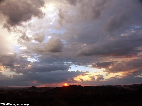 Distant rain at sunset in Isalo National Park (Isalo) [1018-0081]
